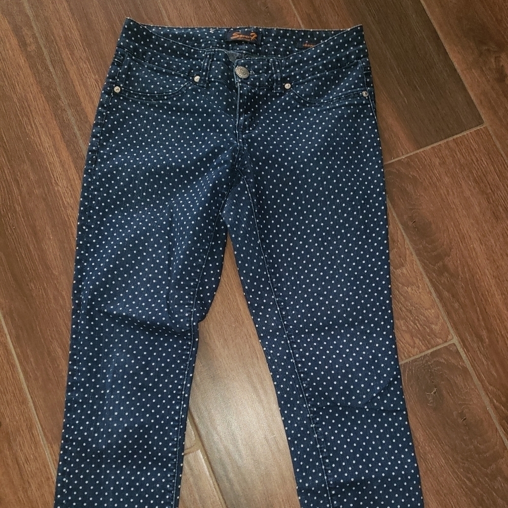 SEVEN 7 Seven7 SKINNY POLKA DOT JEANS SZ 8 - Picture 3 of 3